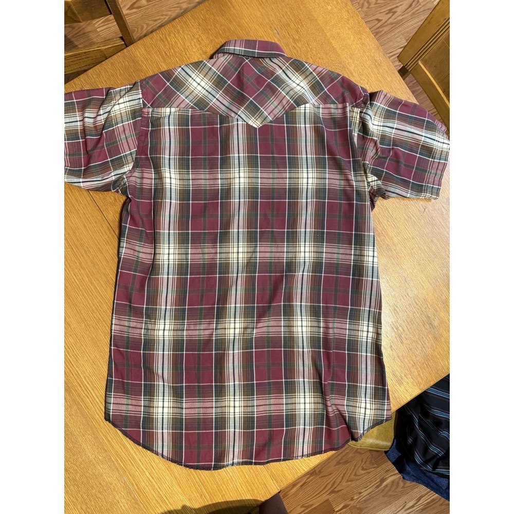 VTG Wrangler Pearl Snap Shirt Mens L Western Stripe XLong Tail Single Needle USA - Picture 5 of 7